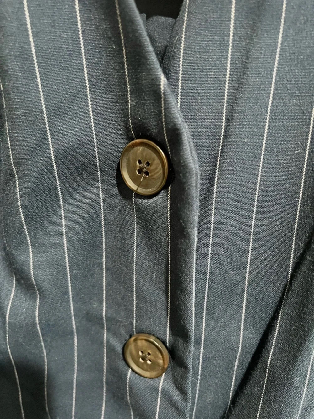 Target Navy Pinstripe Sleeveless Button-Front Mini Dress - Picture 3 of 7